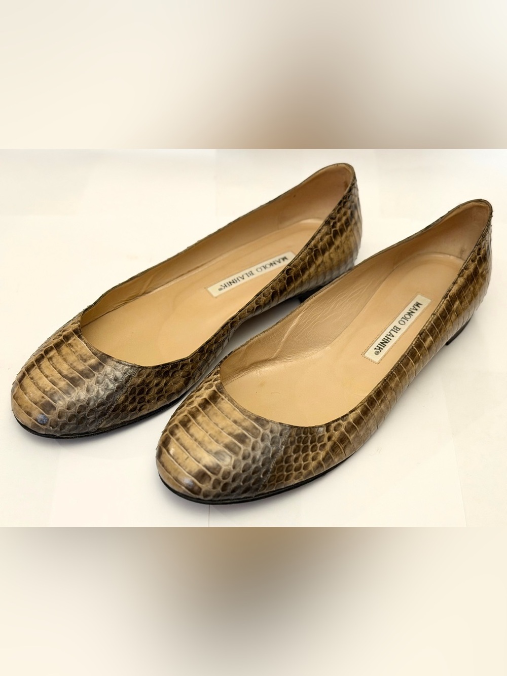Manolo Blahnik $495 Python Ballerina Flats, size 37.5 - Picture 2 of 7